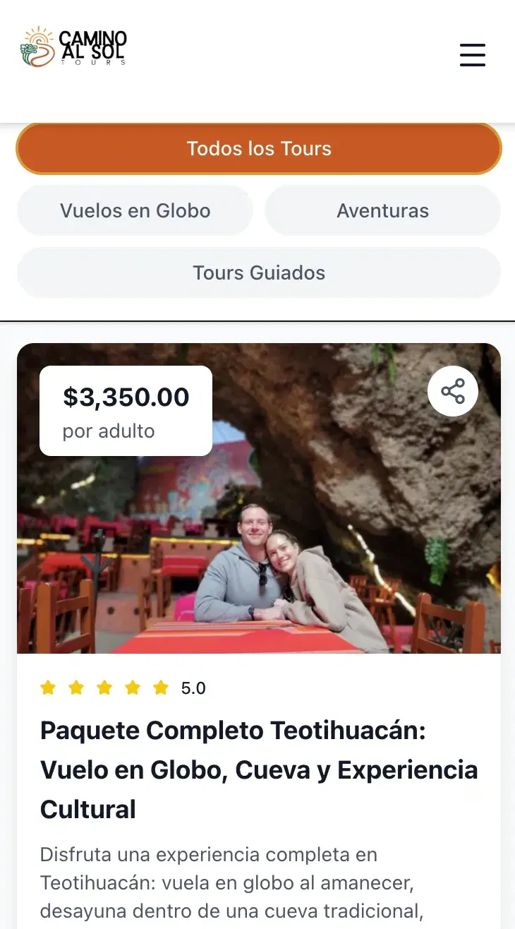 Camino al Sol — vista mobile